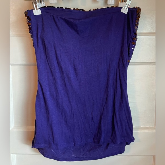 Express Strapless Purple Sequin Top with built in bra - Picture 3 of 9